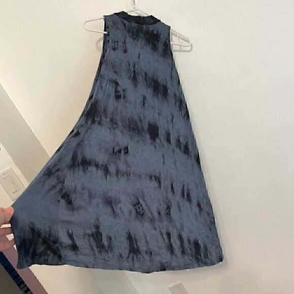 BRAEVE EVEREVER Tie Dye Swing Dress Blue Navy Sleeveless High Neck Cutout Mini - Picture 14 of 14